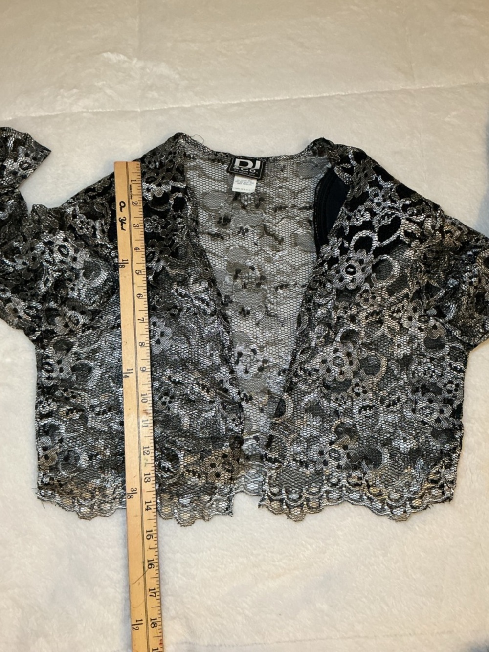 Silver Lace Cropped Bolero Shrug - Picture 10 of 10